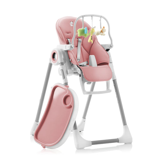 Sweety Fox Trona Bebé Evolutiva, Reclinable 5 Posiciones, 7 Alturas, Portátil, Rosa