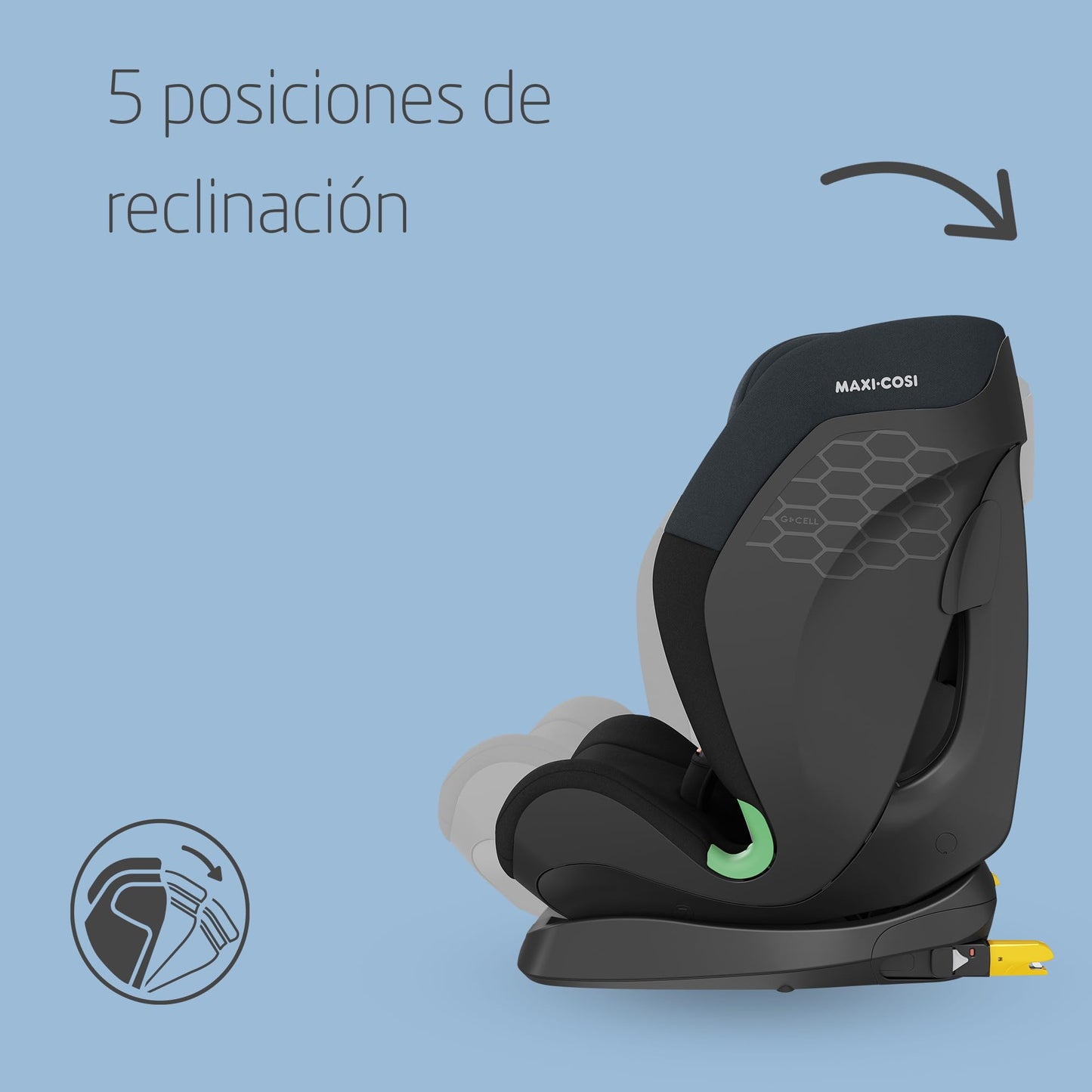 Maxi-Cosi Titan S i-Size Silla de Coche Evolutiva con ISOFIX, 5 Reclinaciones y Protección G-CELL, de 15 Meses a 12 Años (76-150 cm), Tonal Black