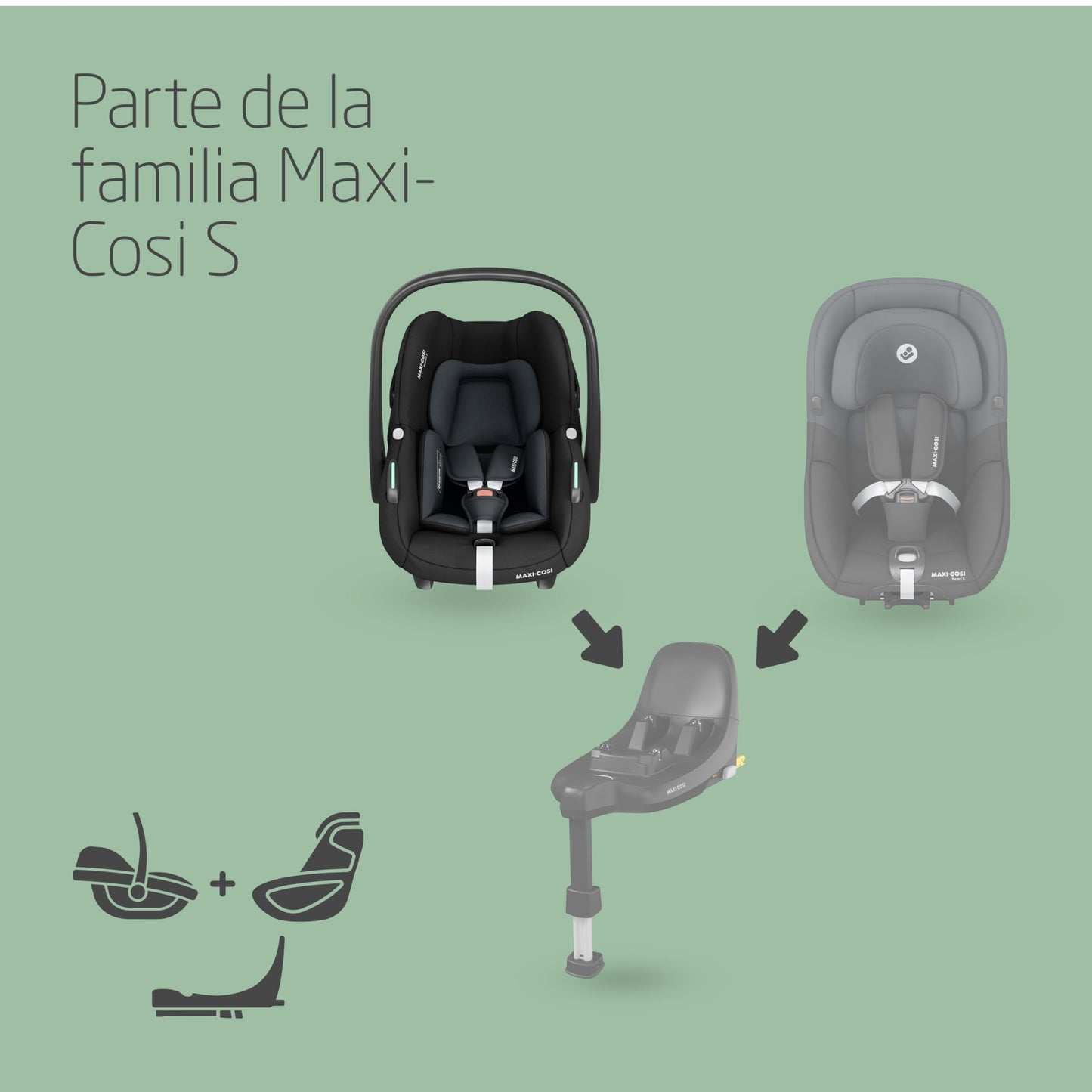 Maxi-Cosi Pebble S i-Size Silla de Coche Ligera para Recién Nacido, con Reductor y Protección G-CELL, de 0-15 Meses, Tonal Black