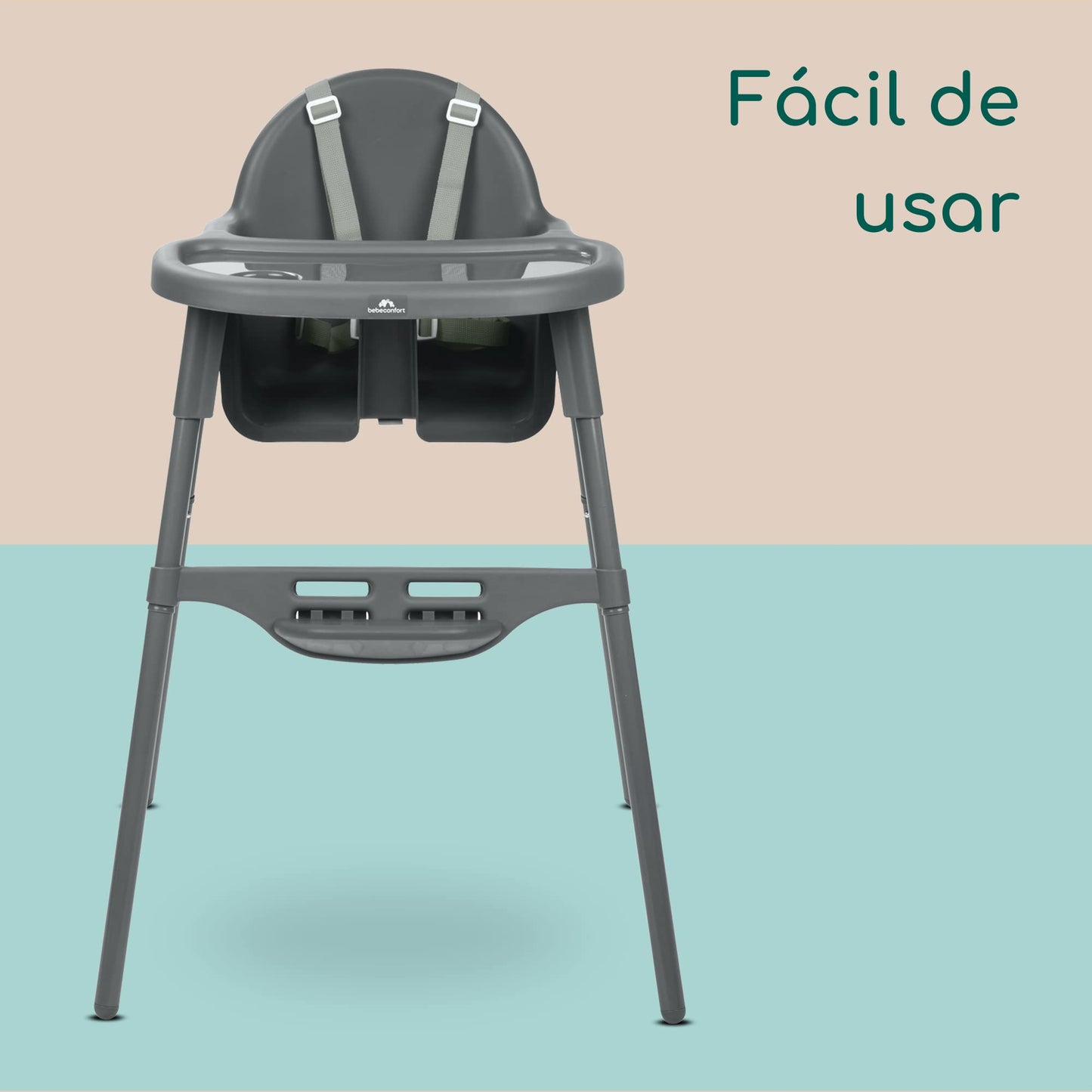 Bebeconfort Meely Trona 2 en 1 Convertible en Silla, Ligera (3,3 kg), con Arnés de 5 Puntos, Dark Grey