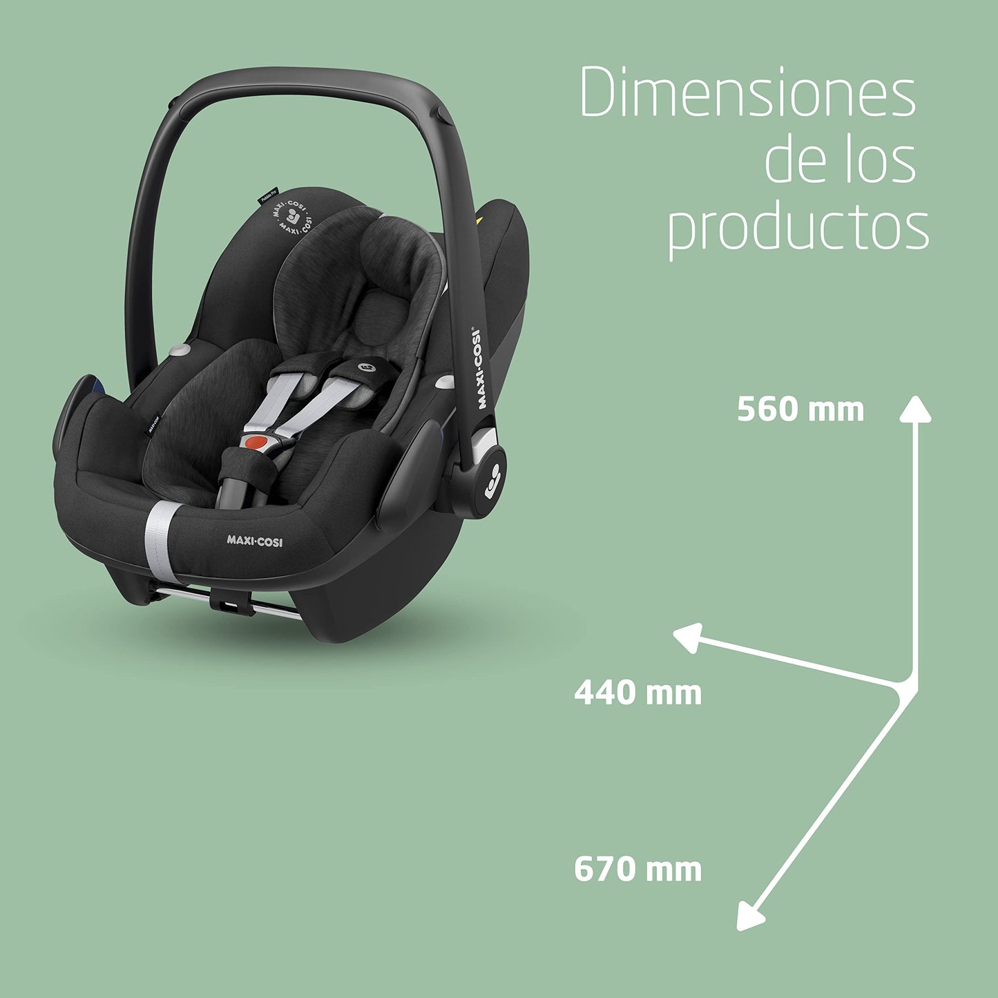 Maxi-Cosi Pebble Pro i-Size Silla de Coche para Bebé Grupo 0+, con Cojín Reductor para Recién Nacidos, de 0-12 Meses (45-75 cm), Essential Black