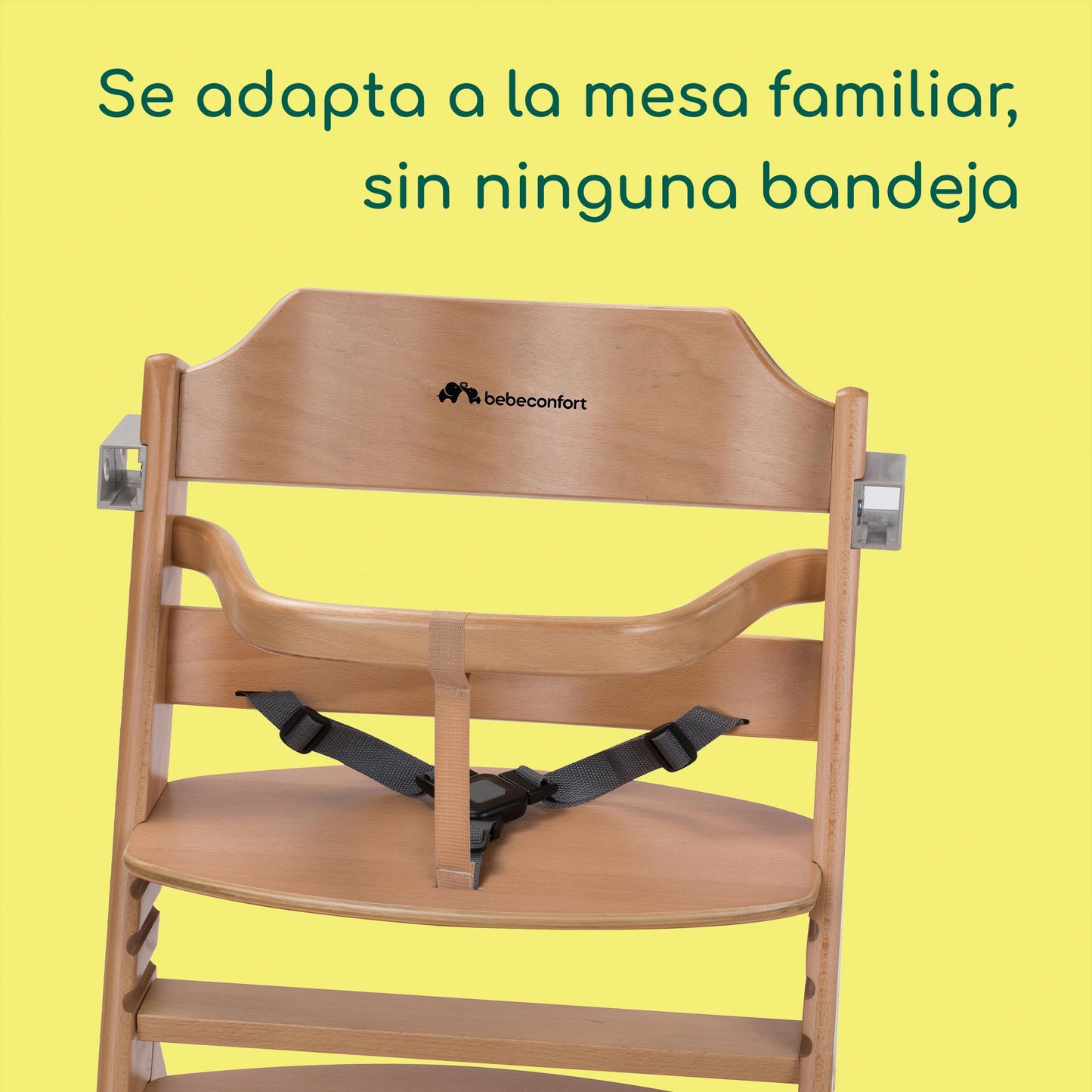 Bebeconfort Timba Trona Evolutiva de Madera, de 6 Meses a 99 Años (hasta 110 kg), con Bandeja Extraíble y Asiento Ajustable, Natural