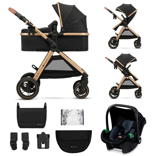 Kinderkraft ESME Sistema de Viaje 3 en 1, Plegable, con Silla de Coche **Mink PRO i-Size, para Recién Nacido hasta 4 Años, Negro