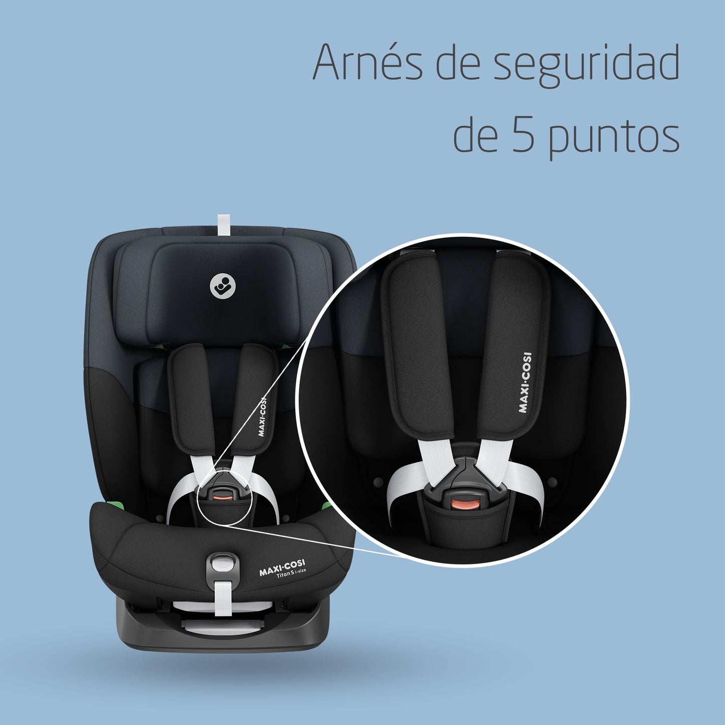Maxi-Cosi Titan S i-Size Silla de Coche Evolutiva con ISOFIX, 5 Reclinaciones y Protección G-CELL, de 15 Meses a 12 Años (76-150 cm), Tonal Black