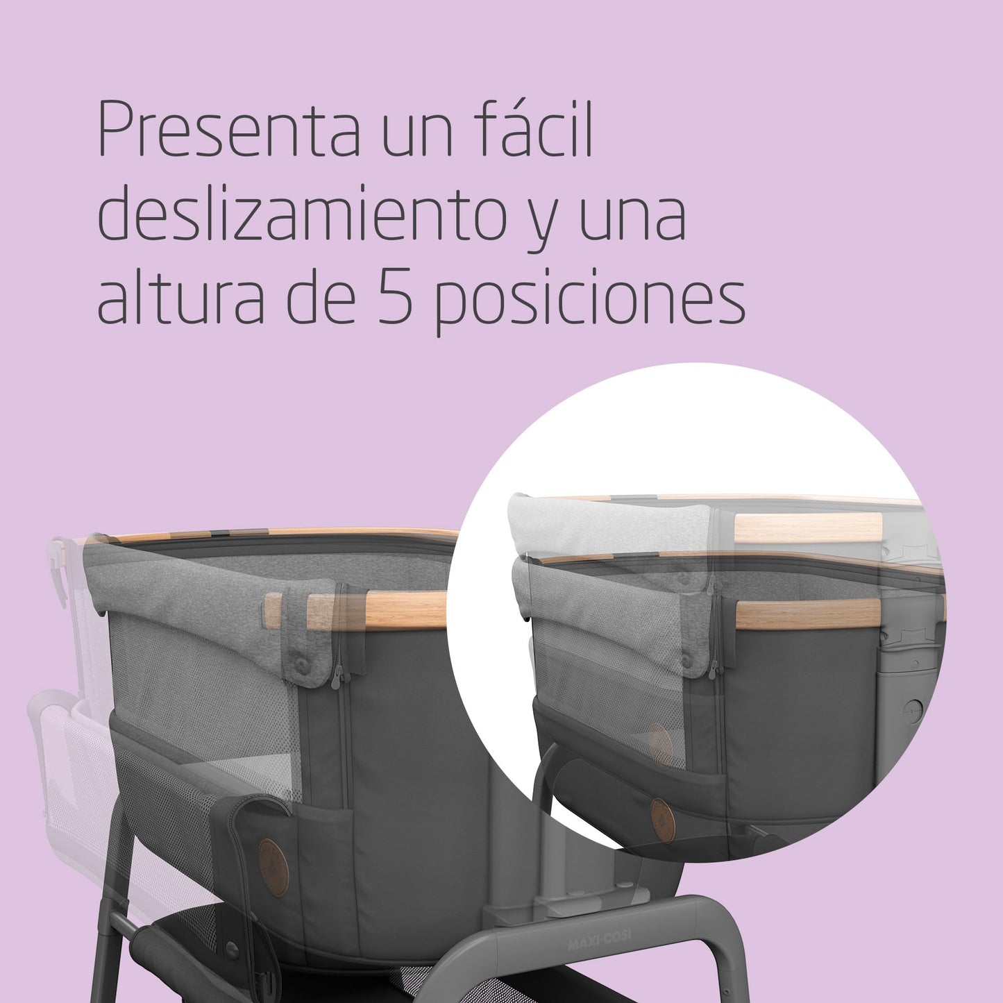 Maxi-Cosi Iora Cuna de Colecho, con 5 Alturas y 4 Reclinaciones, Plegable, con Fácil Deslizamiento, de 0 a 6 Meses, Essential Graphite