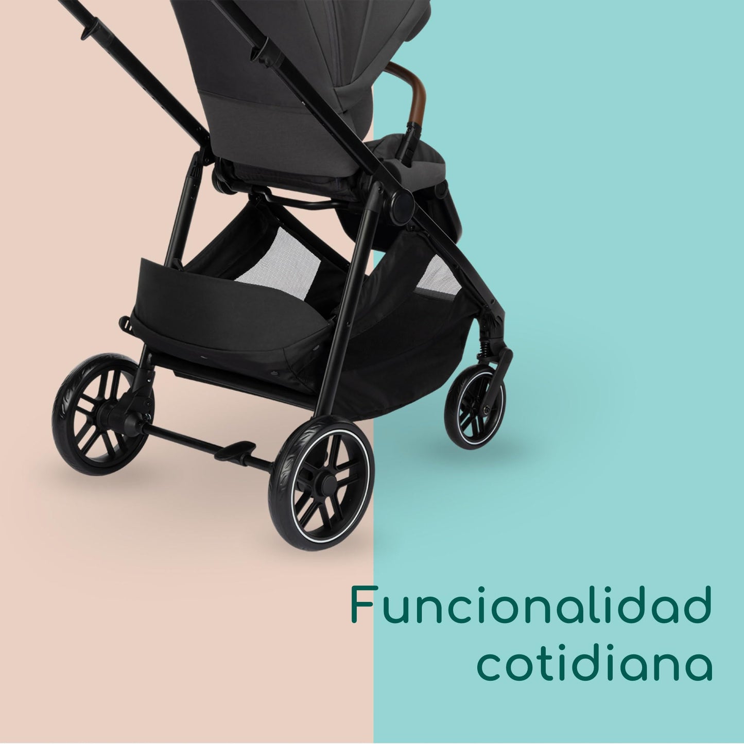 Bebeconfort Luvia Trio Carrito 3 en 1, con Cochecito, Silla de Coche y Capazo, con Cierre Inteligente, Manillar Ajustable, Absorción de Impactos, Mineral Graphite