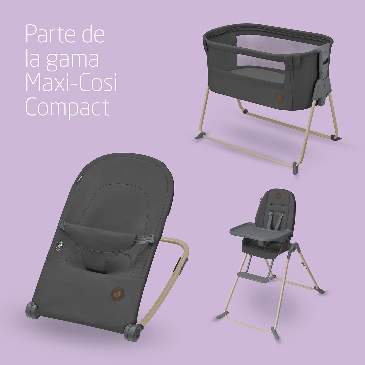 Maxi-Cosi Loa Mecedora Portátil para Bebé, Ligera y con Plegado Ultracompacto, con 2 Reclinaciones, Tejidos 100% Reciclados, Beyond Graphite