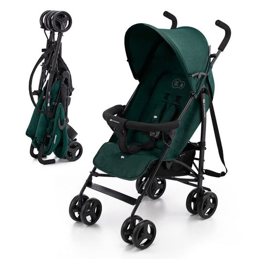Kinderkraft TIK Silla de Paseo Ligera, Plegable (6,5 kg), con Reclinación Total y Tejido Impermeable, Verde