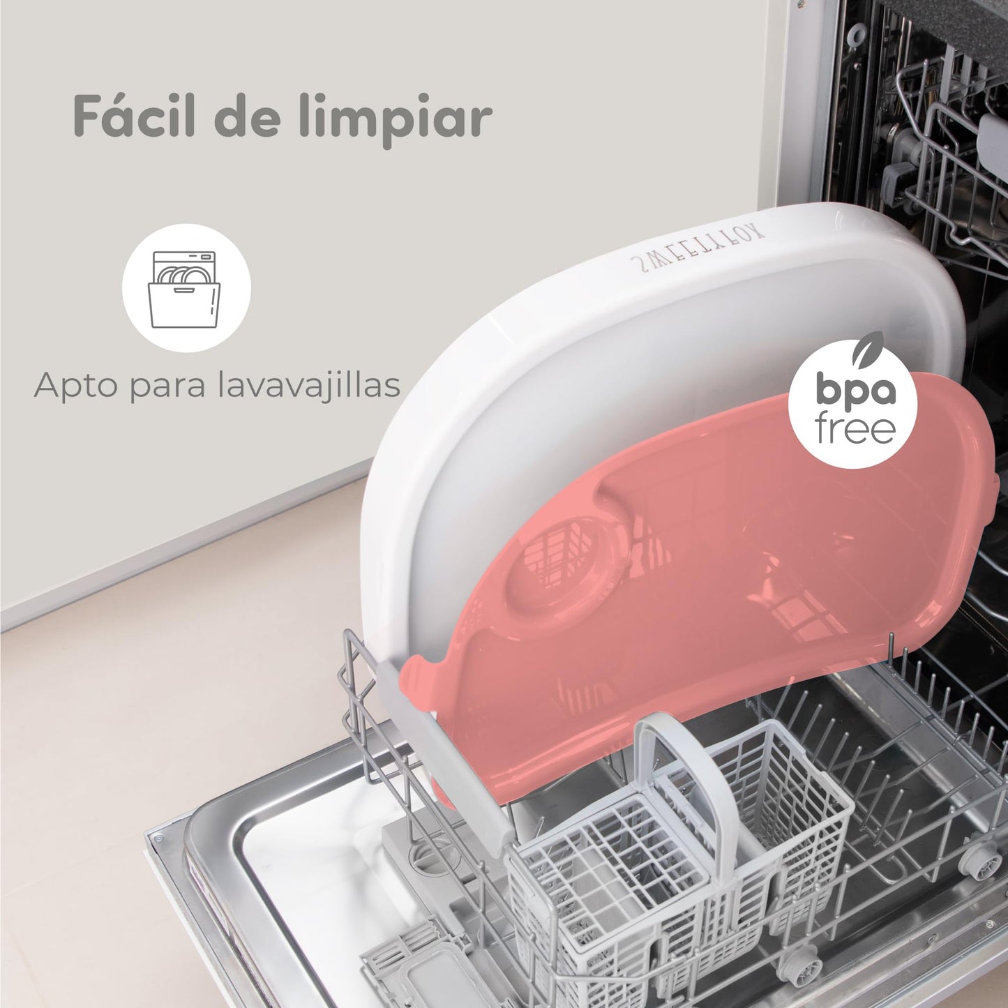 Sweety Fox Trona Bebé Evolutiva, Reclinable 5 Posiciones, 7 Alturas, Portátil, Rosa