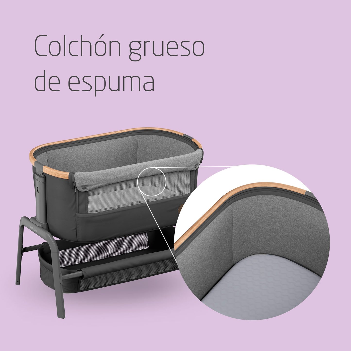 Maxi-Cosi Iora Cuna de Colecho, con 5 Alturas y 4 Reclinaciones, Plegable, con Fácil Deslizamiento, de 0 a 6 Meses, Essential Graphite