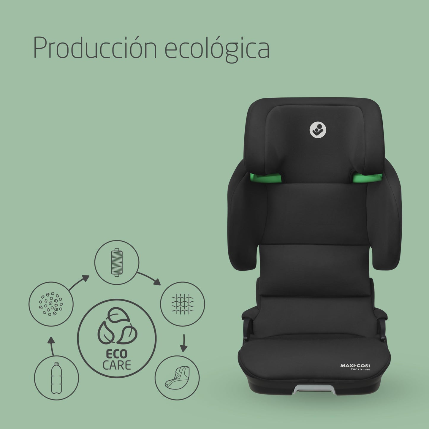 Maxi-Cosi Tanza i-Size Silla de Coche Plegable y Portátil, con ISOFIX, Protección G-CELL y 10 Posiciones de Reposacabezas, de 3.5 a 12 Años, Full Black