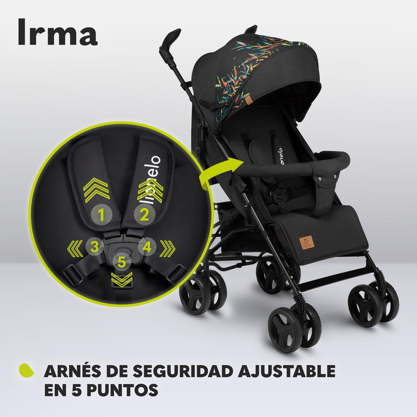 LIONELO Cochecito de bebé de Irma de hasta 15 kg, ligero y moderno, con función reclinable, plegable, ruedas grandes de 6 pulgadas, cesta grande, bolsa, mosquitera