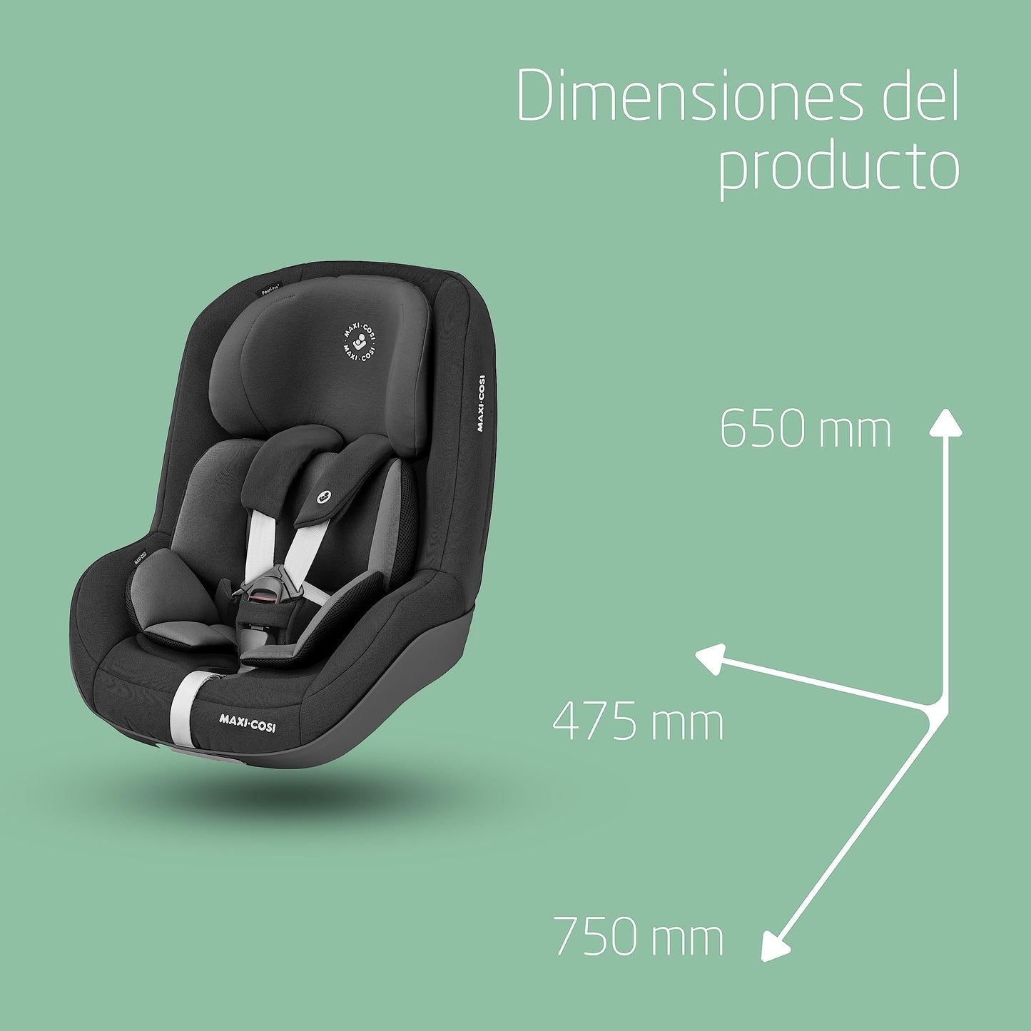 Maxi-Cosi Pearl Pro² Silla de Coche i-Size, con ISOFIX, de 6 Meses a 4 Años (67 a 105 cm), Negro