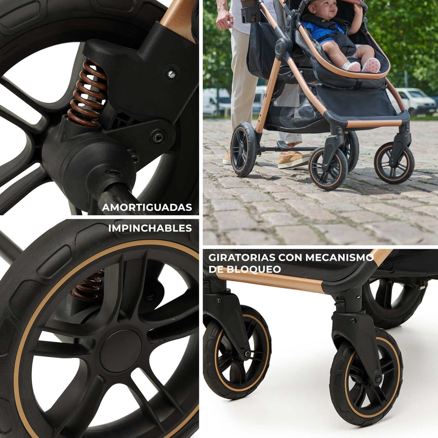 Kinderkraft ESME Sistema de Viaje 3 en 1, Plegable, con Silla de Coche **Mink PRO i-Size, para Recién Nacido hasta 4 Años, Negro