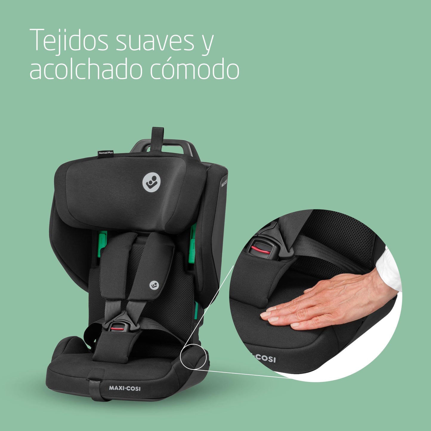 Maxi-Cosi Nomad Plus Silla de Coche de Viaje Plegable, Ligera y Ultracompacta, con Bolsa de Viaje y Protección Lateral, de 15 Meses a 4 Años, Negro