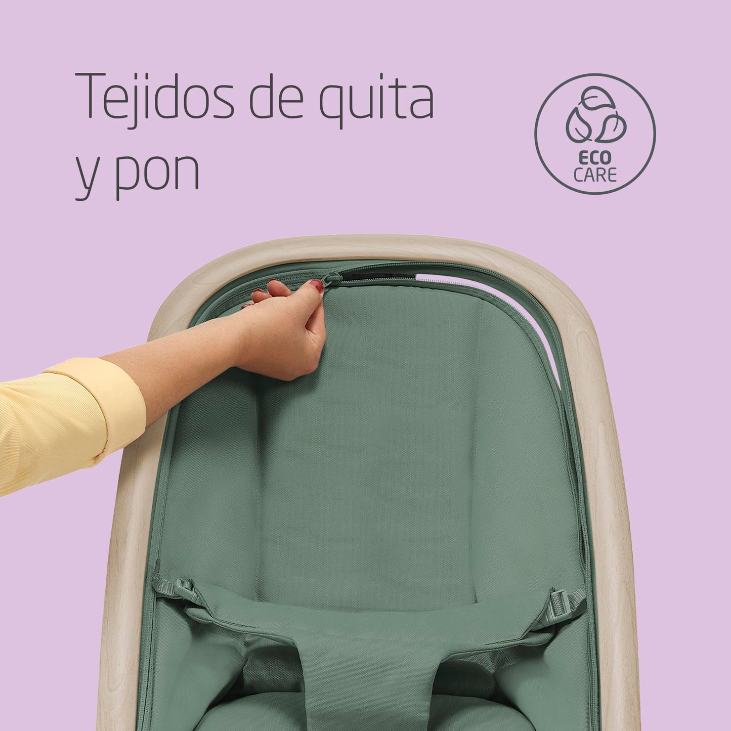 Maxi-Cosi Kori Hamaca y Balancín 2 en 1, con Arco de Juegos y 3 Reclinaciones, Ligera y Compacta, de 0 a 2 Años (hasta 15 kg), Eco Care, Beyond Green