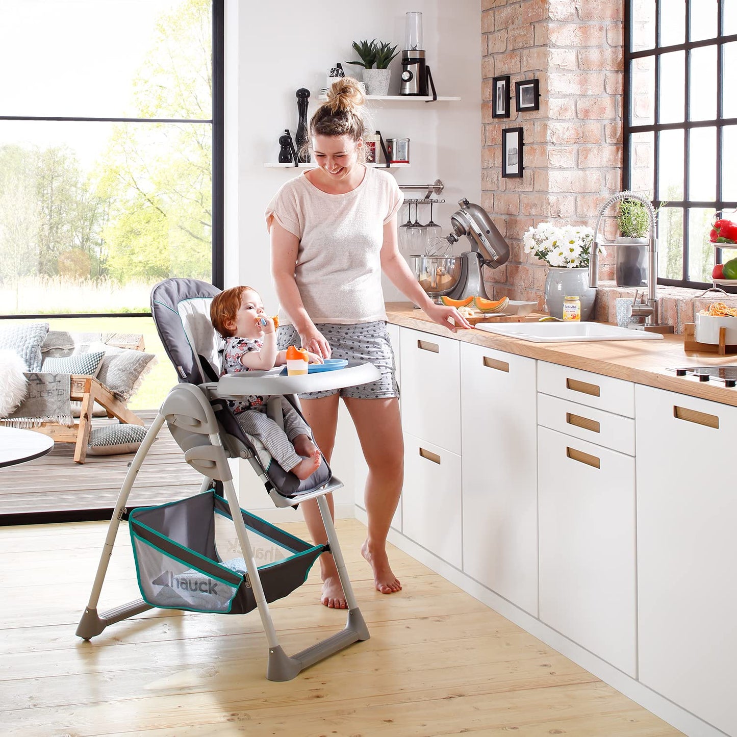 hauck Sit N Relax Trona Evolutiva con Hamaca para Bebé, desde 0 Meses, Plegable, Altura Regulable, Hearts/Grey