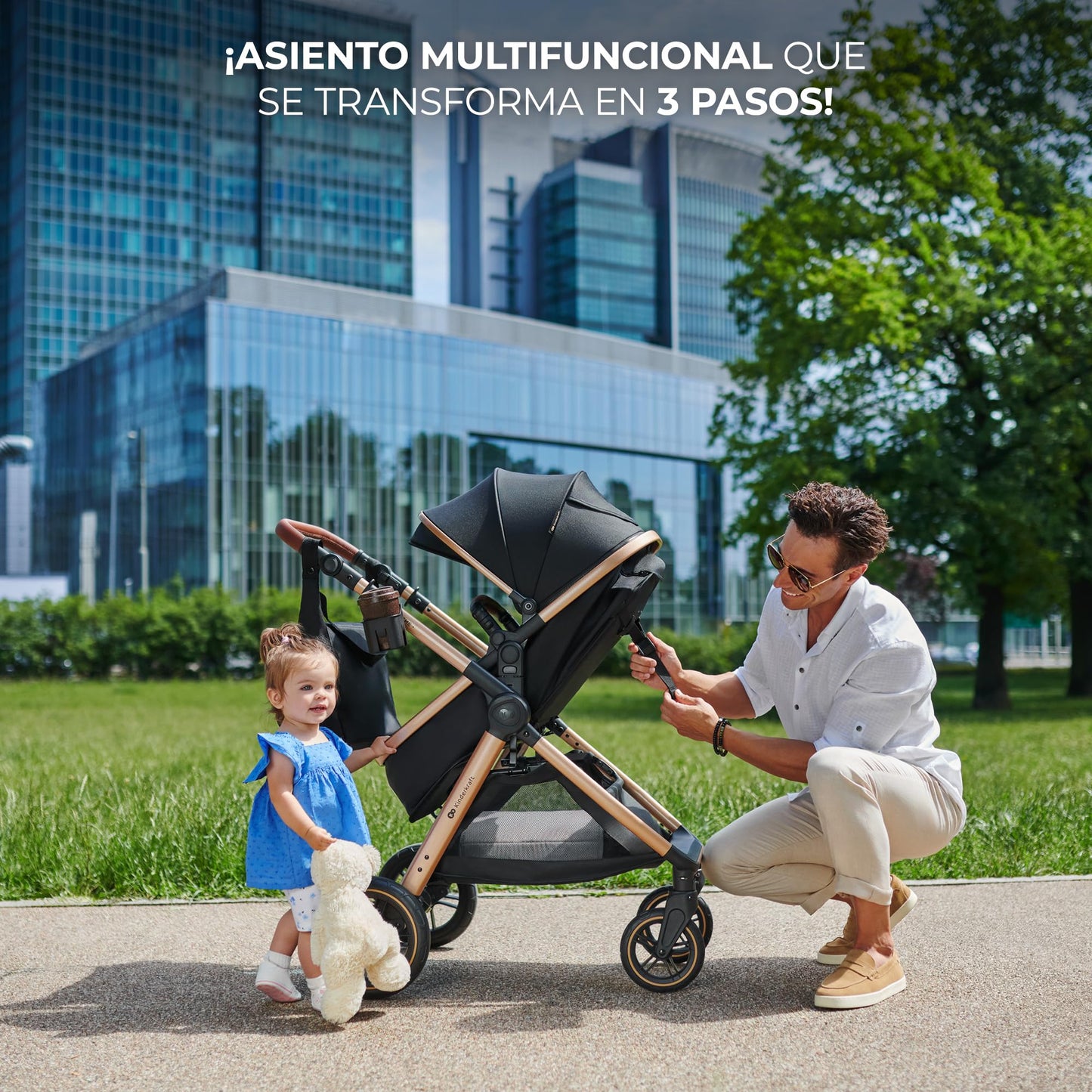 Kinderkraft ESME Sistema de Viaje 3 en 1, Plegable, con Silla de Coche **Mink PRO i-Size, para Recién Nacido hasta 4 Años, Negro