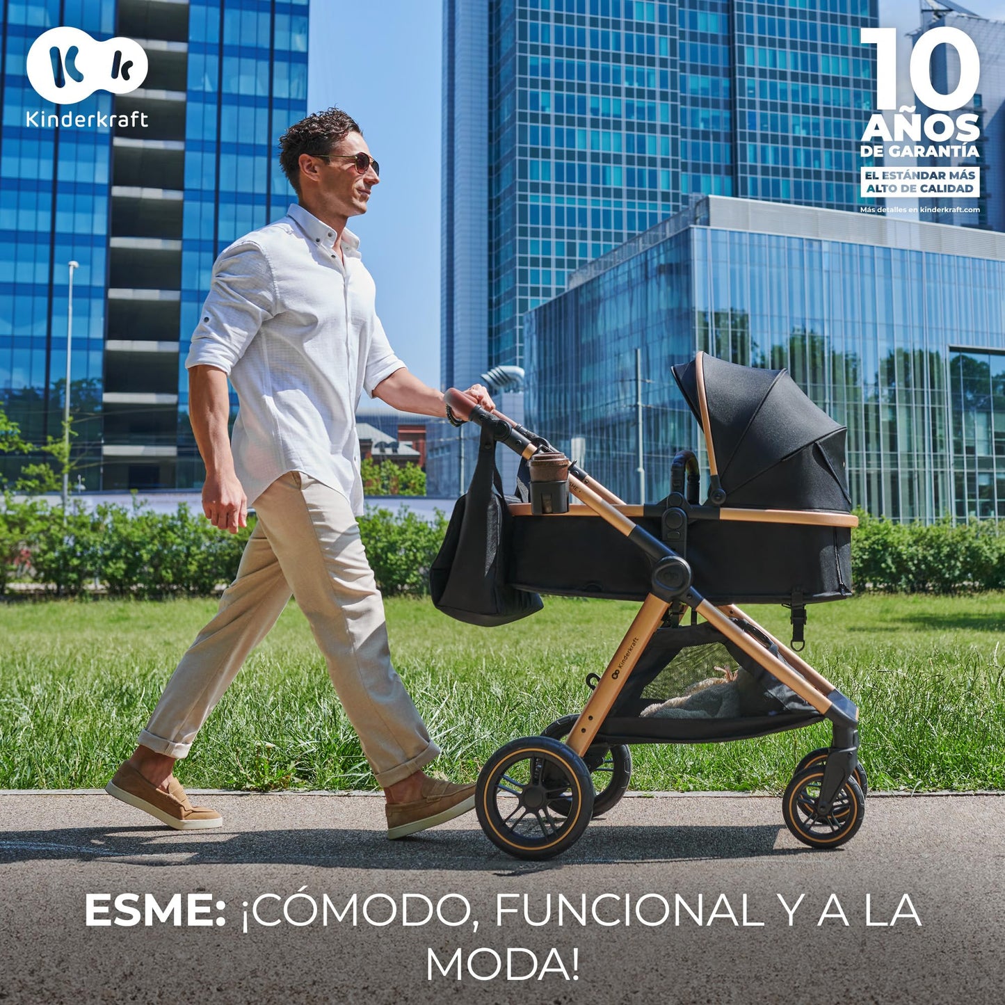 Kinderkraft ESME Sistema de Viaje 3 en 1, Plegable, con Silla de Coche **Mink PRO i-Size, para Recién Nacido hasta 4 Años, Negro